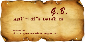 Gyárfás Balázs névjegykártya